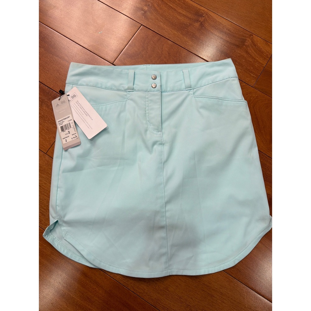 NWT Adidas Golf Skort Womens Ice Blue 3-Stripe Athletic Skirt‎ B22404 Size 2